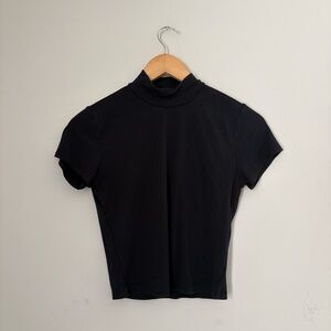 2/$10 Garage Black Ribbed Short Sleeve Top